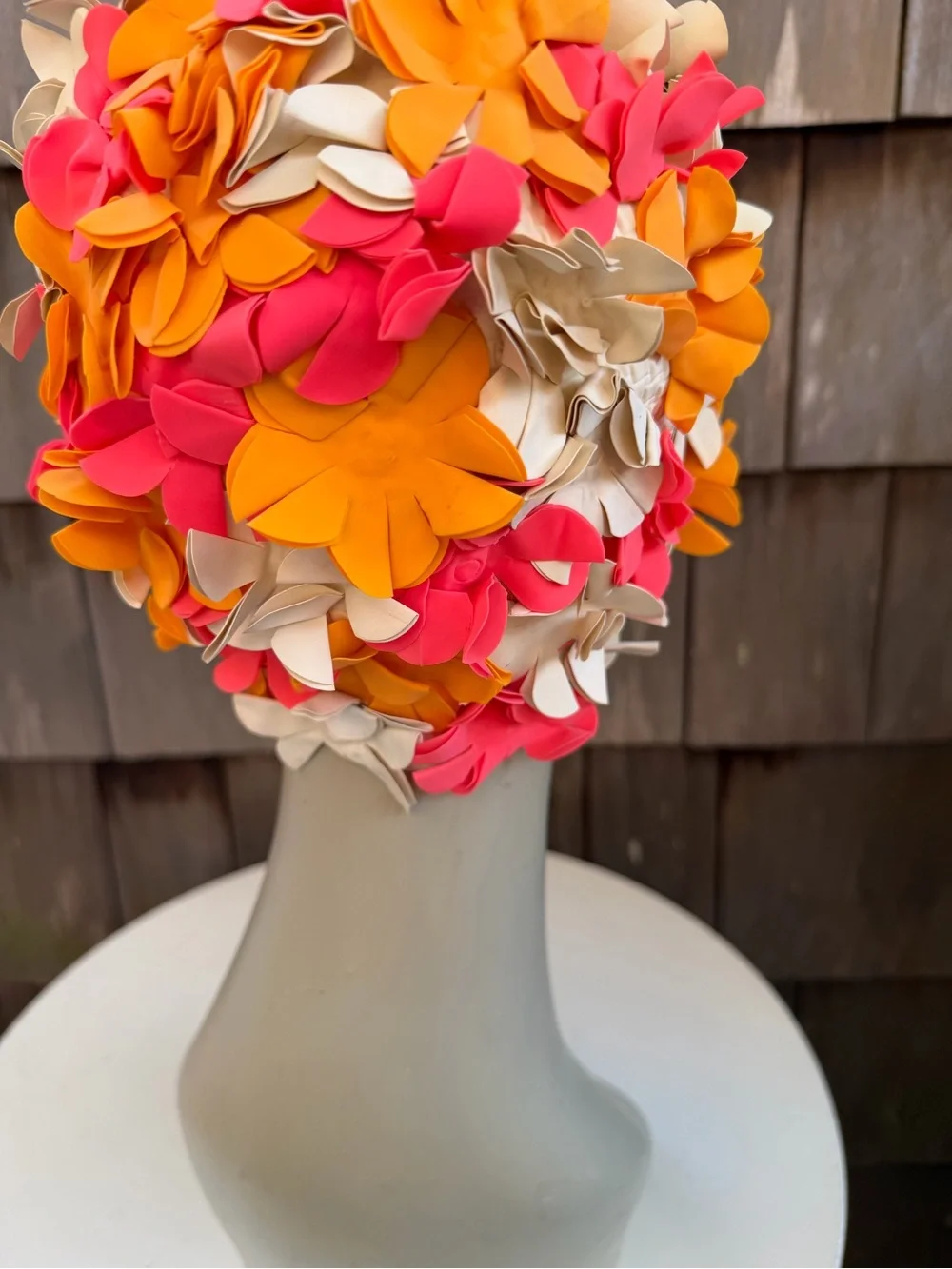 Funky retro rubber swim cap 3D flowers theme one size.